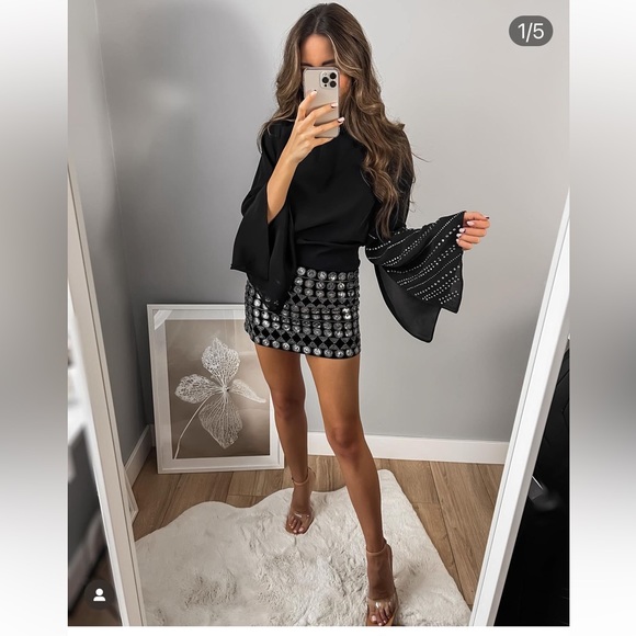 Zara rhinestone velvet skirt - Picture 6 of 16